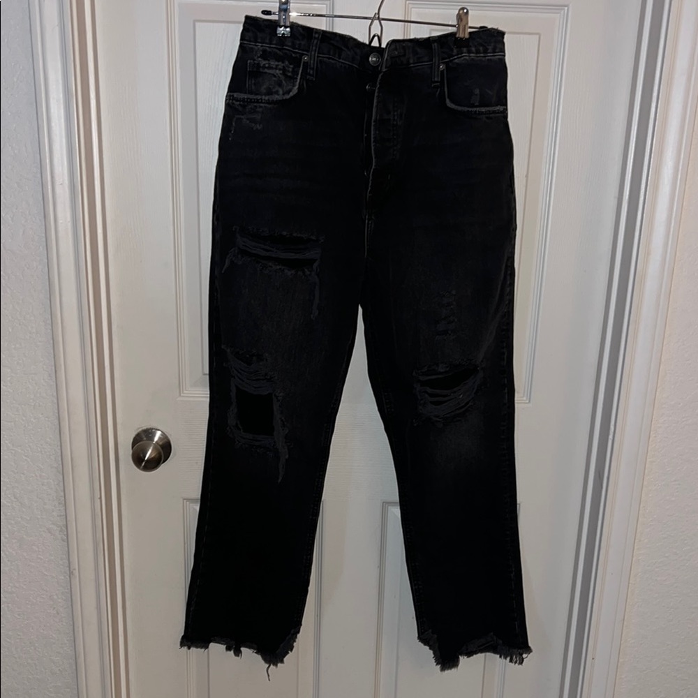 Black Distressed Boyfriend Jeans